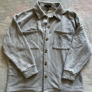 Grey Cotton Collared Shacket (shirt jacket)